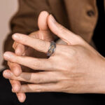 Buddha Stones Vintage Tibetan Vajra Auspicious Clouds Pattern Copper Pleated Silver Balance Ring - image 5