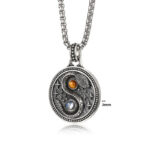Buddha Stones Snack Yin Yang Symbol Copper Wealth Necklace Pendant - image 5