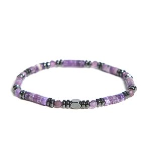 Buddha Stones Amethyst Hematite Spiritual Awareness Bracelet - Amethyst Hematite(Wrist Circumference 15-17cm) - image 1