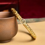 Buddha Stones Cloud Pattern Jade Copper Luck Bracelet Bangle 2.36 IN (60 MM) - image 2
