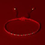 Buddha Stones 925 Sterling Silver Plated Gold Beads Red String Braided Protection Bracelet - 925 Sterling Silver(Wrist Circumference: 15-20cm) - image 1