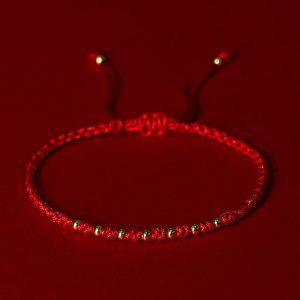 Buddha Stones 925 Sterling Silver Plated Gold Beads Red String Braided Protection Bracelet - 925 Sterling Silver(Wrist Circumference: 15-20cm) - image 1