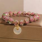 Buddha Stones Rose Liuli Glass Bead Peace Buckle Peace Bracelet - image 2