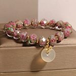 Buddha Stones Rose Liuli Glass Bead Peace Buckle Peace Bracelet - image 5