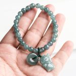Buddha Stones Blue Jade Peace Buckle Lucky Cat Prosperity Bracelet - image 4