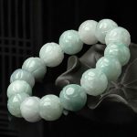 Buddha Stones Natural Jade Lotus Carving Prosperity Bracelet - image 3