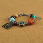 Buddha Stones Tibetan Buddha's Eye Turquoise Lotus Zakiram Protection Rope Bracelet - image 5