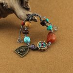 Buddha Stones Tibetan Buddha's Eye Turquoise Lotus Zakiram Protection Rope Bracelet - Buddha's Eye & Zakiram - image 1