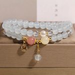 Buddha Stones Tourmaline Purple Jade Aquamarine Jade Copper Coin Positive Bracelet - Aquamarine(Wrist Circumference: 14-15cm) - image 7