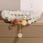 Buddha Stones Tourmaline Purple Jade Aquamarine Jade Copper Coin Positive Bracelet - Jade(Wrist Circumference: 14-15cm) - image 9