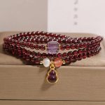 Buddha Stones Natural Garnet Amethyst Gourd Protection Multi-Layer Bracelet - image 5