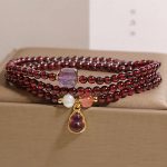 Buddha Stones Natural Garnet Amethyst Gourd Protection Multi-Layer Bracelet - Garnet(Wrist Circumference: 14-15cm) - image 1