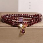 Buddha Stones Natural Garnet Amethyst Gourd Protection Multi-Layer Bracelet - image 4