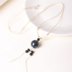 Buddha Stones Ebony Wood Aurora Lacquer Craft Bead Pearl Balance Necklace Pendant - Dark Blue Charm(Random Blue) - image 5