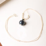 Buddha Stones Ebony Wood Aurora Lacquer Craft Bead Pearl Balance Necklace Pendant - Dark Blue(Random Blue) - image 7