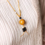 Buddha Stones Ebony Wood Aurora Lacquer Craft Bead Pearl Balance Necklace Pendant - image 15