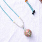 Buddha Stones Ebony Wood Colorful Lacquer Craft Bead Calm Necklace Pendant - image 3