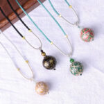 Buddha Stones Ebony Wood Colorful Lacquer Craft Bead Calm Necklace Pendant - image 2