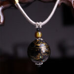 Buddha Stones Ebony Wood Colorful Lacquer Craft Bead Calm Necklace Pendant - Black Gold(Random Black Gold) - image 7