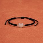 Buddha Stones Faceless Cat Head Red String Shell Connection Bracelet - White Cat Black String - image 5