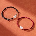 Buddha Stones Faceless Cat Head Red String Shell Connection Bracelet - image 8