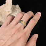 Buddha Stones Vintage Om Mani Padme Hum Vajra Copper Pleated Silver Balance Ring - image 11