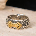 Buddha Stones Vintage Om Mani Padme Hum Vajra Copper Pleated Silver Balance Ring - image 3