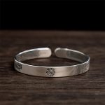 Buddha Stones Bagua mantra Symbol Copper Plated Silver Wealth Bracelet Bangle - Copper(Wrist Circumference: 16-22cm) - image 1