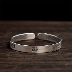 Buddha Stones Bagua mantra Symbol Copper Plated Silver Wealth Bracelet Bangle - Copper(Wrist Circumference: 16-22cm) - image 1