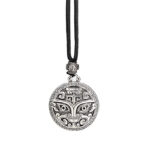 Buddha Stones Taotie Om Mani Padme Hum Copper Plated Silver Wealth Necklace Pendant - image 14