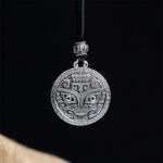 Buddha Stones Taotie Om Mani Padme Hum Copper Plated Silver Wealth Necklace Pendant - image 2