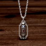 Buddha Stones Vintage Om Mani Padme Hum Prayer Wheel Copper Luck Pendant - image 3