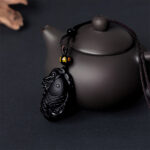 Buddha Stones Natural Black Obsidian Amphioxus Strength Necklace Pendant - image 6