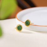 Buddha Stones 925 Sterling Silver Hetian Jade Agate Amber Luck Earrings  - Jade(925 Sterling Silver Posts) - image 1