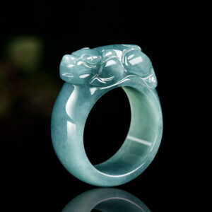 Buddha Stones Fengshui Wealth Prosperity Jade PiXiu Luck Ring - 20mm - image 1