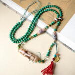Buddha Stones Tibet Dzi Bead Turquoise Bead Chain Protection Necklace Pendant - image 2