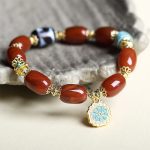Buddha Stones Natural South Red Agate Bagua Dzi Bead Power Bracelet - image 4