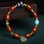 Buddha Stones Natural South Red Agate Bagua Dzi Bead Power Bracelet - image 2