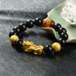 Buddha Stones Fengshui Copper Pixiu Rainbow Obsidian Beads Wealth Bracelet - Om Mani Padme Hum & Brass Pixiu(Wrist circumference:18-19cm) - image 23