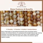 Buddha Stones Tortoiseshell Cat Light Brown Striped Agate Black Onyx Protection Bracelet - image 9