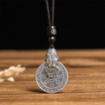 Buddha Stones Mountain Ghosts Spend Money Bagua Design Copper Pixiu Harmony Necklace Pendant - image 2