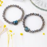 Buddha Stones Natural Labradorite Cute Cat Head Healing Change Bracelet - image 4