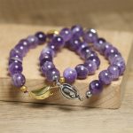 Buddha Stones Natural Amethyst Beads Balance Relieves Stress Buckle Bracelet - image 12