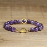 Buddha Stones Natural Amethyst Beads Balance Relieves Stress Buckle Bracelet - image 4