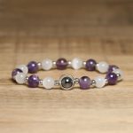 Buddha Stones Natural Amethyst White Cat's Eye Beads Balance Bracelet - image 4