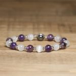 Buddha Stones Natural Amethyst White Cat's Eye Beads Balance Bracelet - image 2