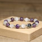 Buddha Stones Natural Amethyst White Cat's Eye Beads Balance Bracelet - image 4