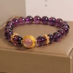 Buddha Stones Natural Amethyst Strawberry Quartz Beads Healing Bracelet - image 2