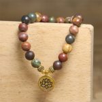 Buddha Stonesnatural Colorful Emperor Stone Lotus Pattern Anti-stress Bracelet - image 8