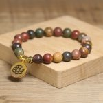 Buddha Stonesnatural Colorful Emperor Stone Lotus Pattern Anti-stress Bracelet - image 2